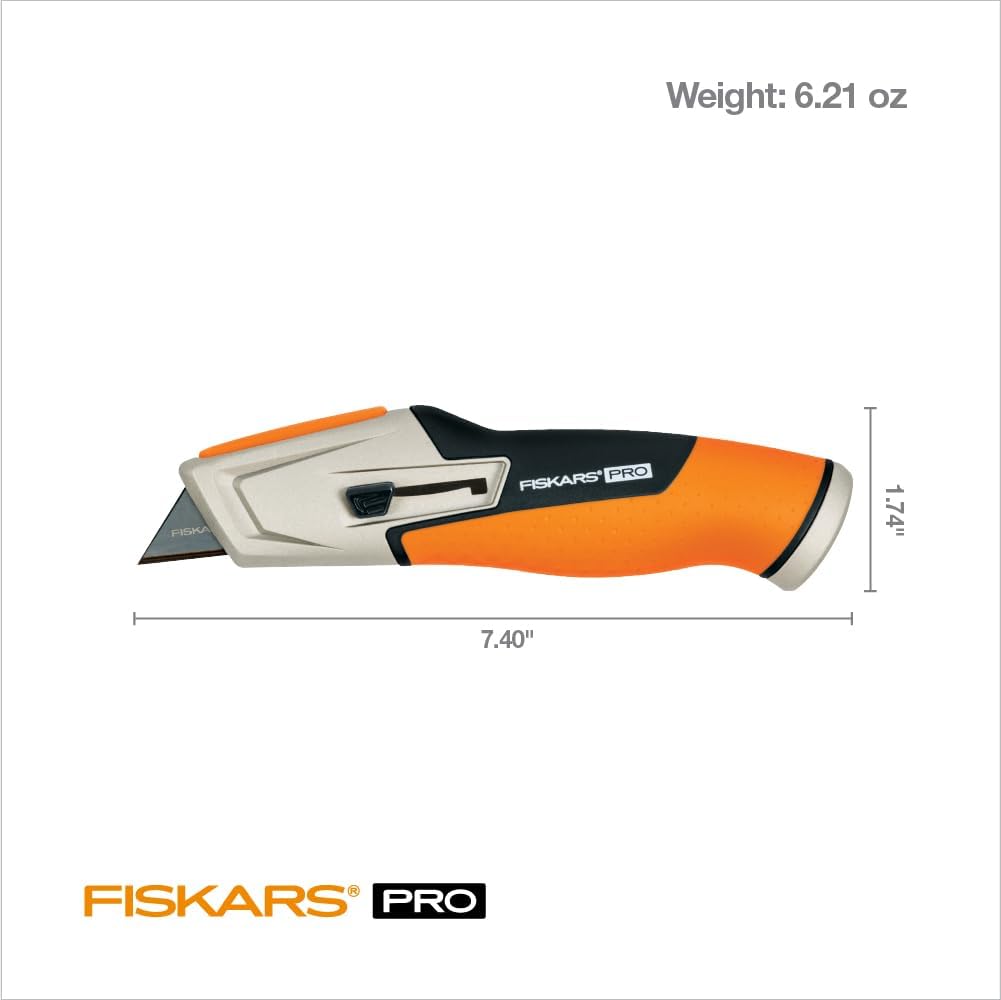 Pro Retractable Utility Knife, Heavy Duty Box Cutter, Orange/Black