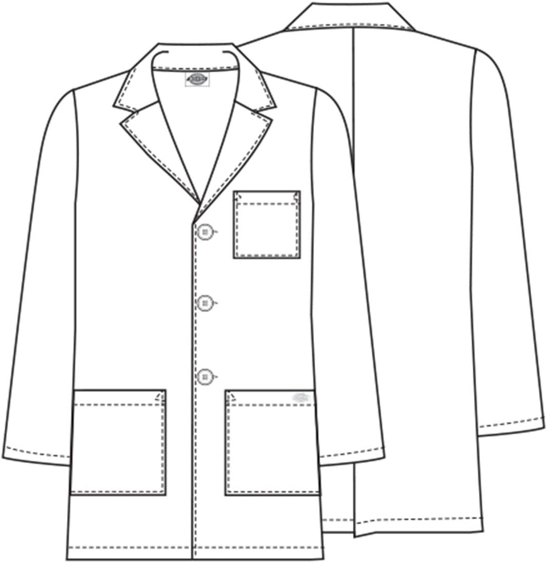 Mens Coat Lab Coat with 4 Pockets Notched Lapel with Three Button Closure - 81404
