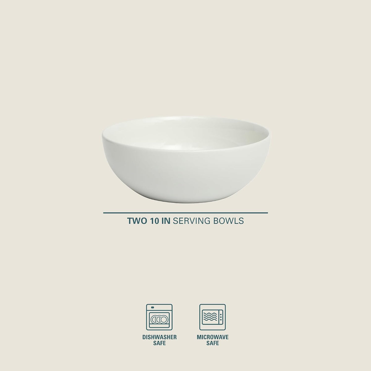 Extra Large Serving Bowls Set of 2-100 oz 10-Inch White Porcelain Salad Bowl Set, Stackable Ceramic Kitchen Bowls