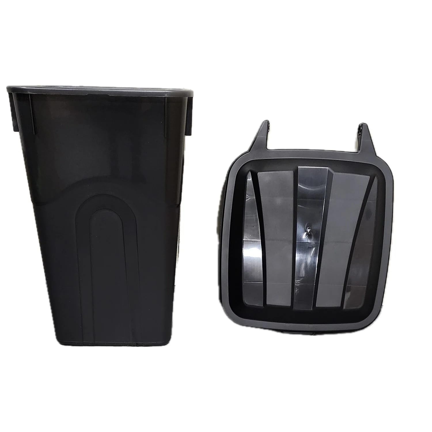 45 Gallon Heavy Duty Wheeled Trash Can with Attached Lid, Large Rolling Garbage Bin, Outdoor/Indoor Use, Black