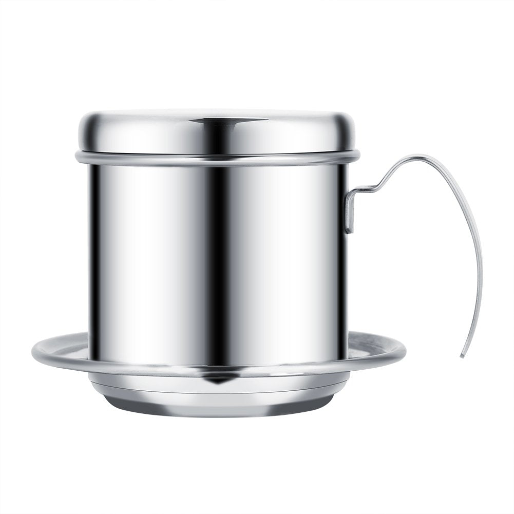 Traditional Vietnamese Coffee Filter Stainless Steel Dripper Maker Reusable for Home Office Travel(Silver)