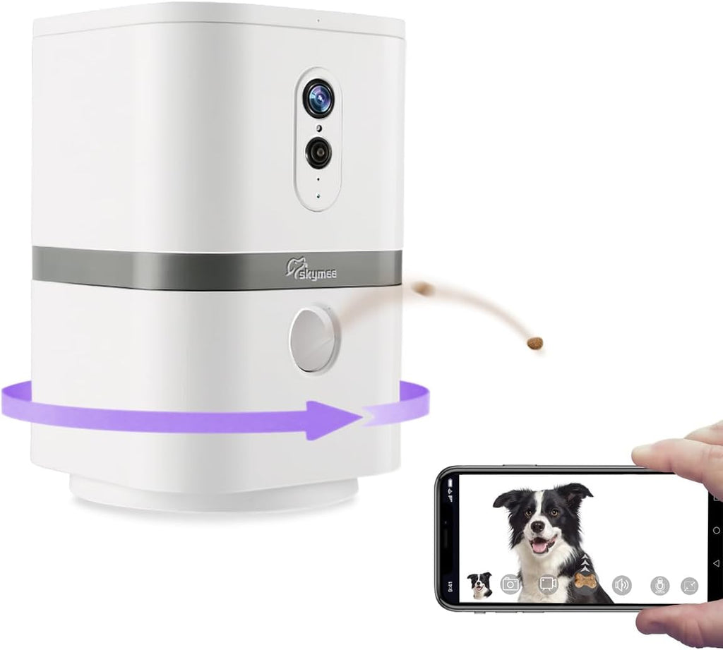 Petalk AI II Dog Camera with Auto Treat Dispenser, No Subscription Fee, 1080p HD, 180° Full-Room View 2-Way Audio