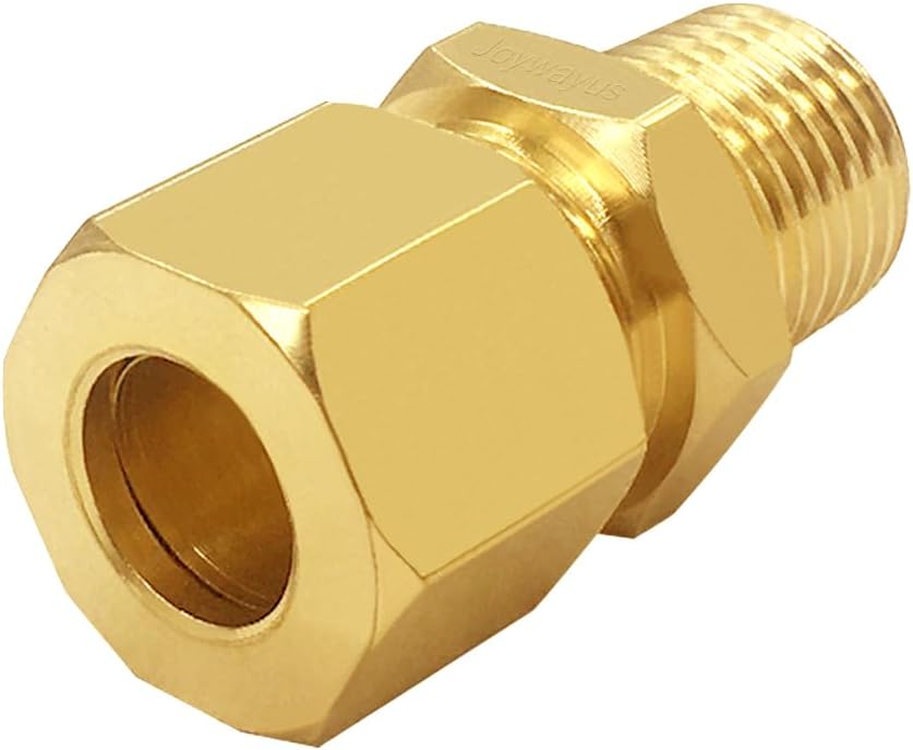 Joywayus 2 Pack Brass 1/4" NPT Male x 3/8" Tube OD Pipe Fittings