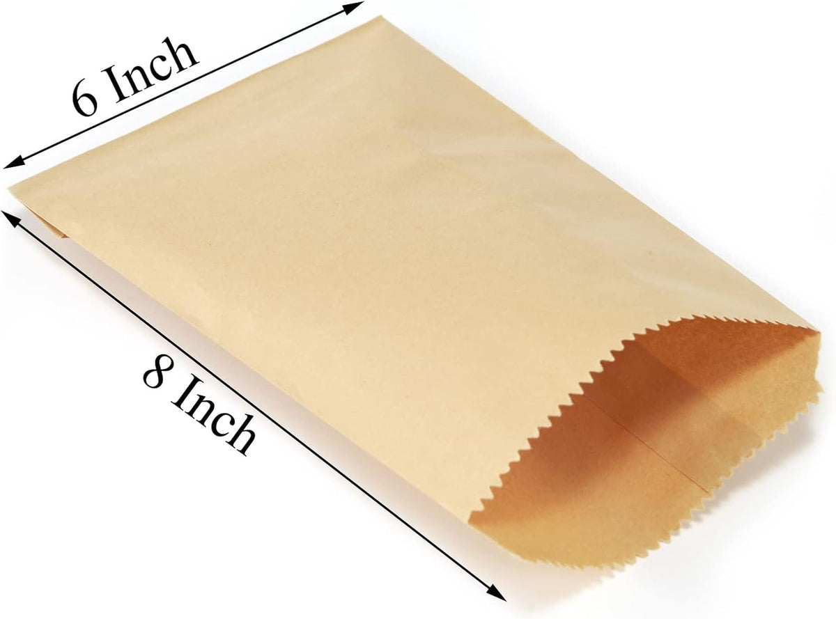 100 Pcs 6x8 Inches Brown Kraft Paper Bags Flat Envelopes Merchandise Treat Bag for Party