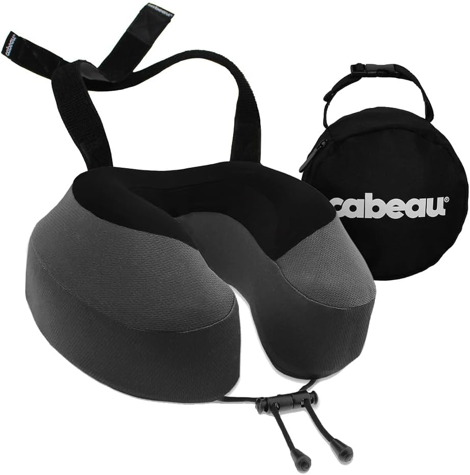 Evolution S3 Travel Pillow - Memory Foam Neck Pillow for Airplane and Long Flights with Seat Straps for Head and Neck