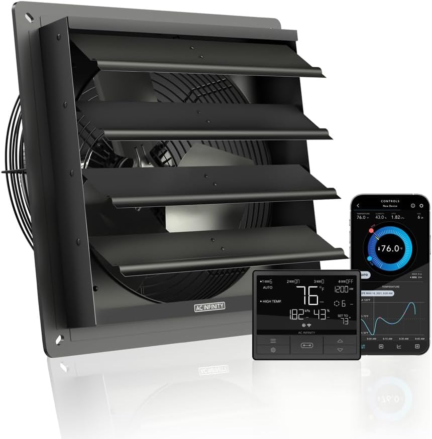 AC Infinity AIRLIFT T12 Shutter Exhaust Fan 12" with Environment Controller