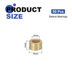 uxcell 50Pcs Sleeve Bearings, 3mm Bore x 5mm OD x 3mm Length, Self-Lubricating Sintered Bronze Bushings