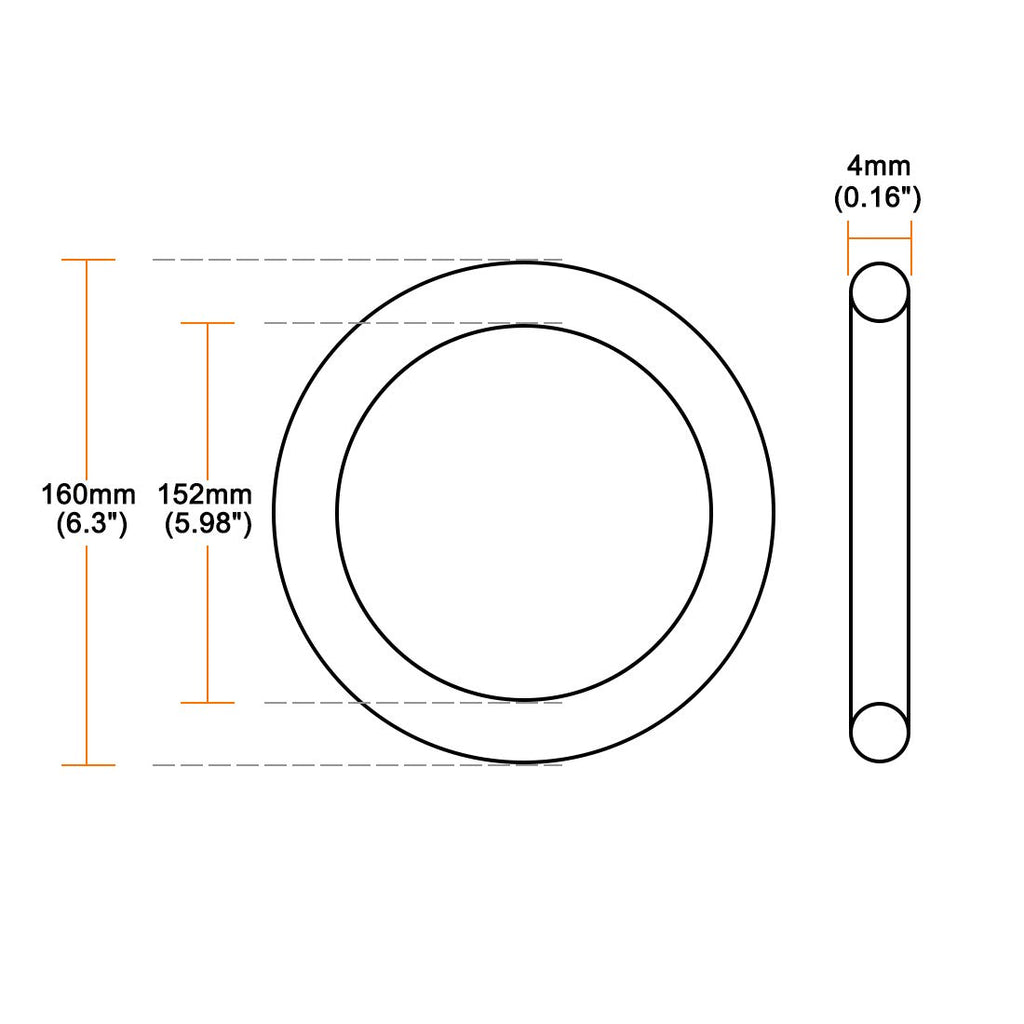 uxcell Nitrile Rubber O-Rings 160mm OD 152mm ID 4mm Width, Metric Sealing Gasket, Pack of 1
