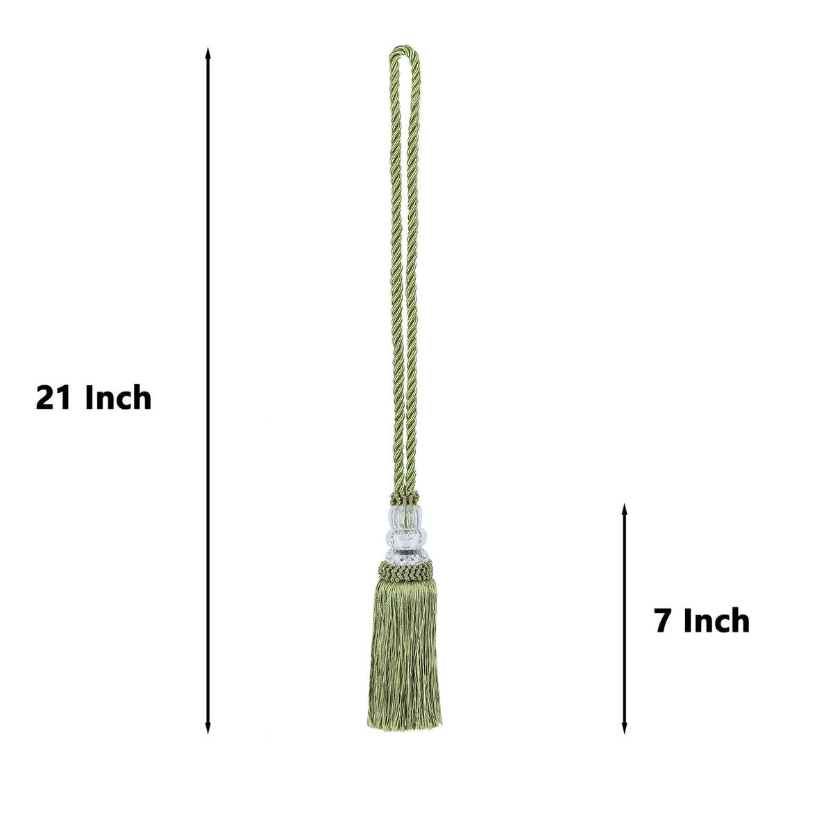 2 Pack Curtain Tiebacks with Tassel, Green