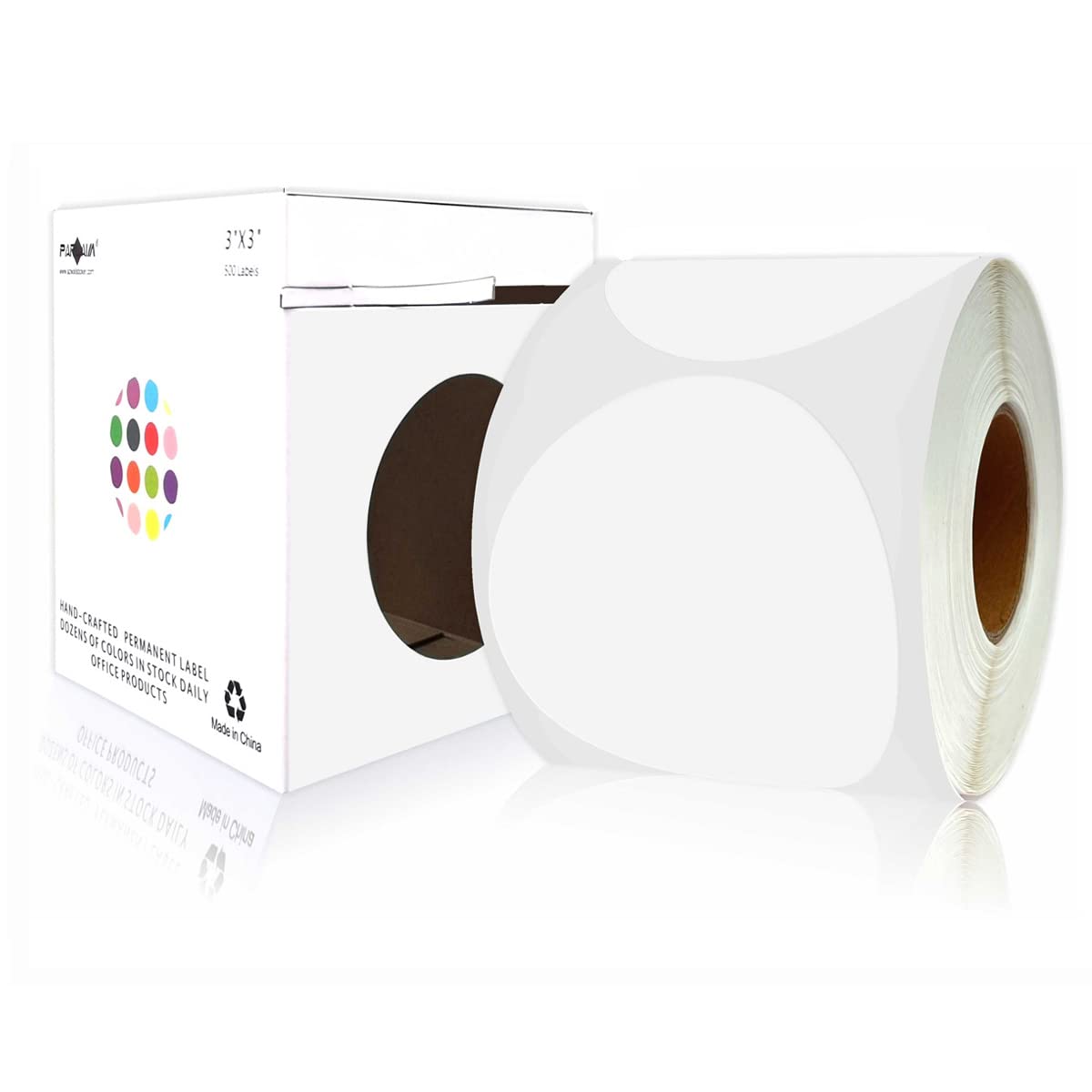 3 Inch Round Permanent Color-Code Dot Sticker, White Color Coding Label