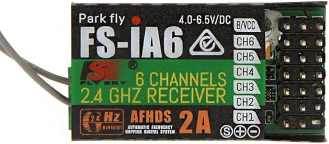 JeeFly RC Receiver FS-iA6 6-Channel 2.4GHz Remote Control Receiver with Dual Antenna Compatible with