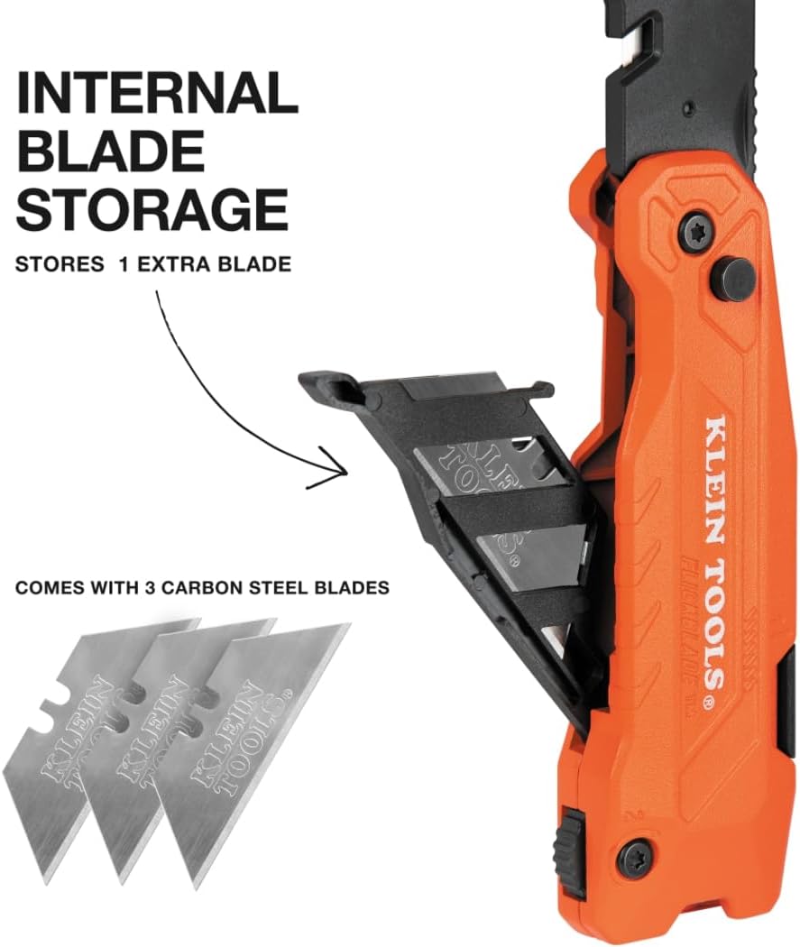 44306 FLICKBLADE 2-in-1 Folding Utility Knife and Scraper with Built-In Blade Storage, Dual Locking Positions