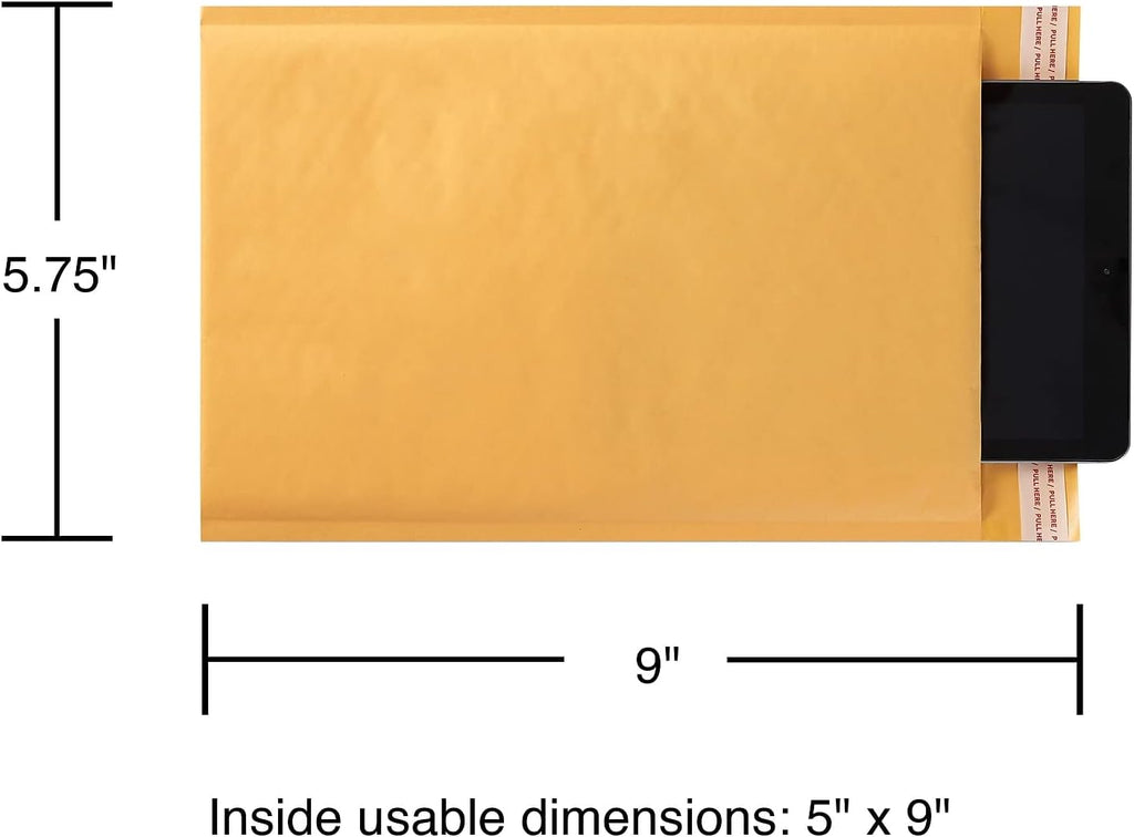 Peel & Seal Bubble Mailers, #0 Size, 5x10 In, 25-Ctn, 51574-CC
