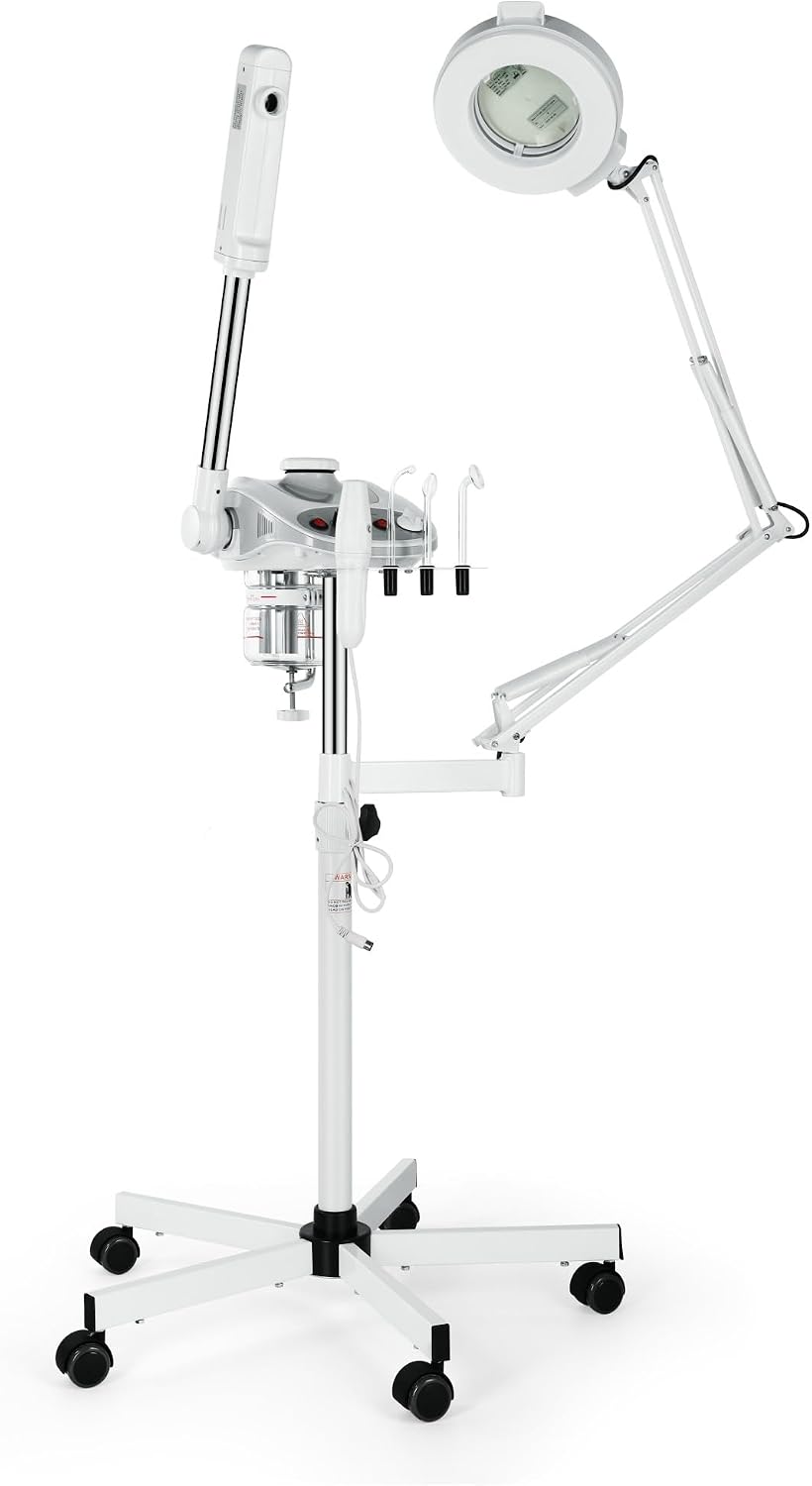 Salonsunny 3 in 1 Professional Facial Steamer & Magnifying LED Lamp & High Frequency Esthetician Spa Equipment