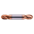 3/8" 4 Flute Solid Carbide Ball Nose End Mill, Double End, TiSiN Coated