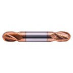 3/8" 4 Flute Solid Carbide Ball Nose End Mill, Double End, TiSiN Coated