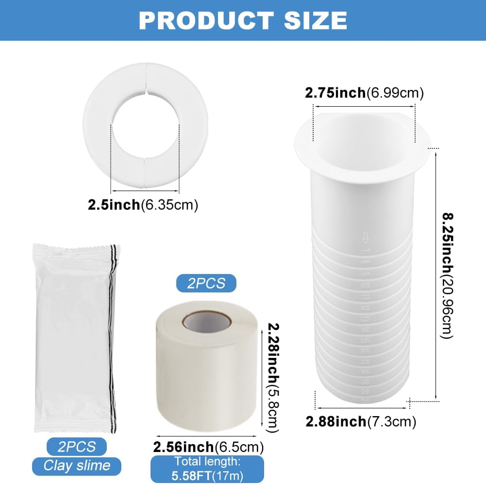 Mini Split Line Set Cover & Wall Sleeve Combo Kit AC Line Set Covers for Outside Units for Air Conditioning Systems
