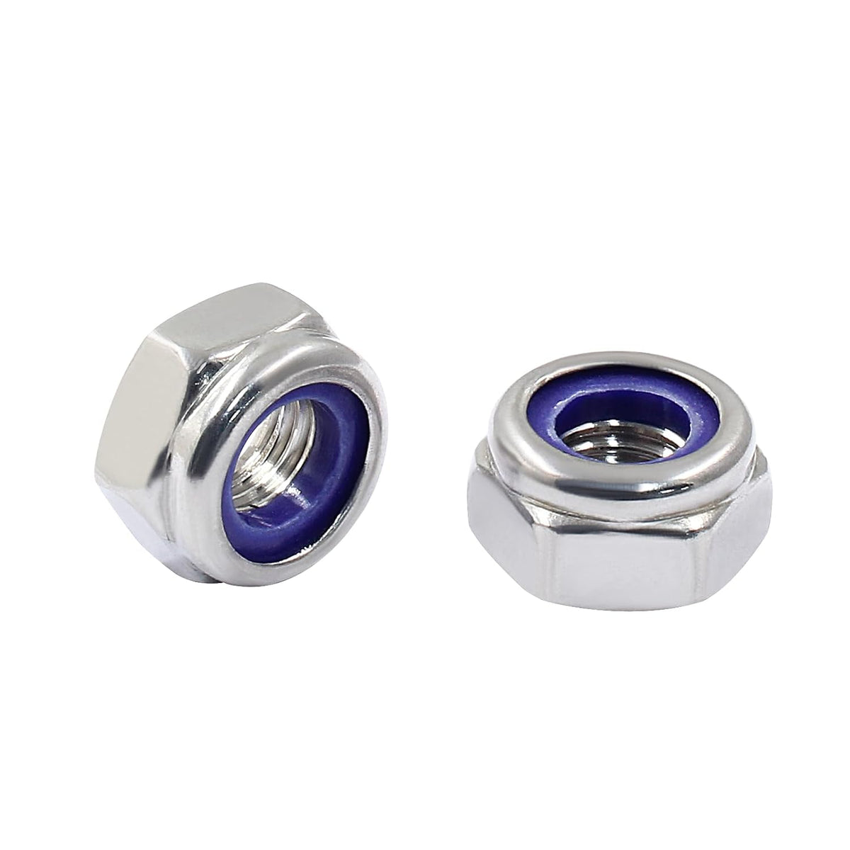 Hordion 10Pcs M10-1.5mm Nylon Lock Nut Stainless Steel Nylon Insert Locknut