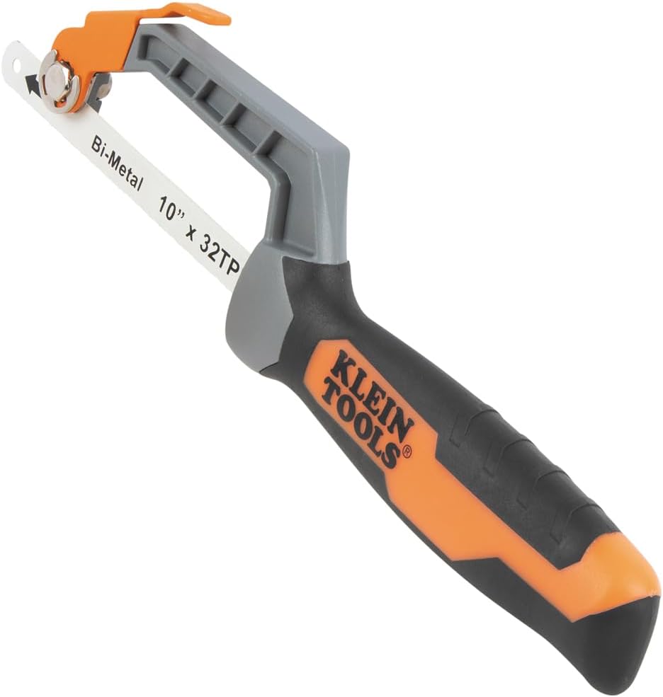 Klein Tools 31432FC Mini Finish-Cut Hacksaw, 10-Inch 24 TPI Blade