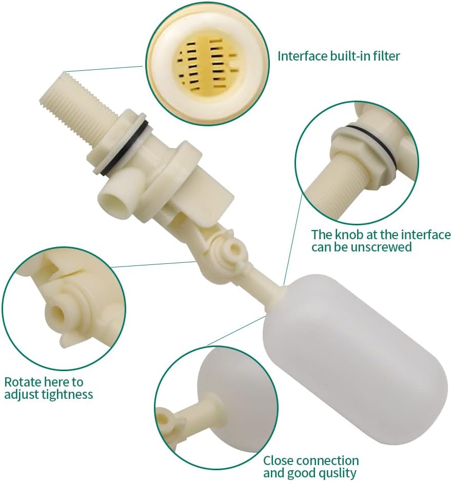 Float Valve 2Pcs Water Float Ball Automatic Water Level Control for Fish Aquarium Cattle Horse Pig Water Bowl Trough