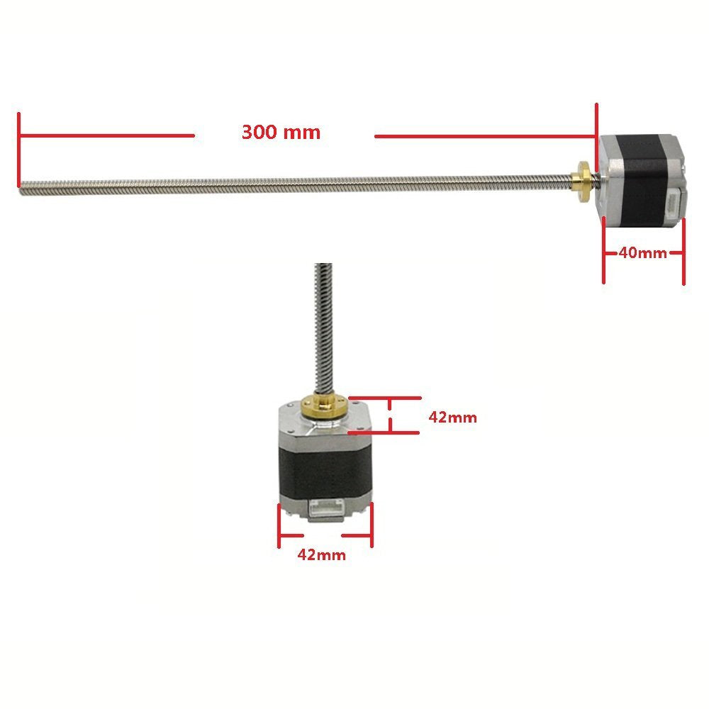 NEMA 17 Stepper Motor 42-40 with Integrated 300mm T8 Lead Screw