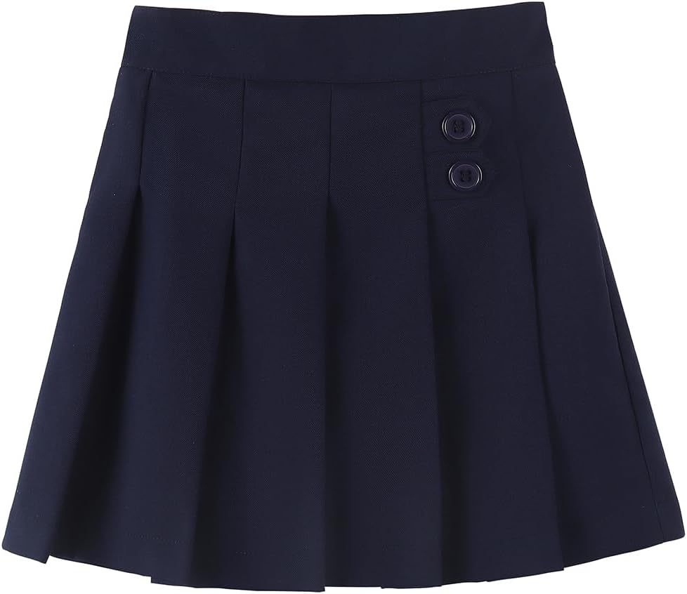Girls Button Pleated Scooter Skirt School Uniform Skort (5-12 Years)