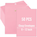 50Pcs 9 x 12 Inch Light Pink Clasp Envelopes Catalogue Letter Envelopes Cute Mailing Envelope with Clasp Closure &