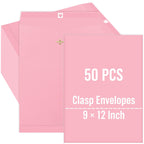 50Pcs 9 x 12 Inch Light Pink Clasp Envelopes Catalogue Letter Envelopes Cute Mailing Envelope with Clasp Closure &