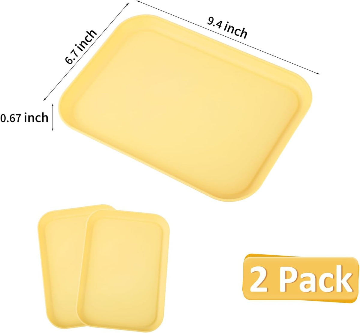 Yellow Plastic Serving Platters and Trays,Serving Dishes for Entertaining,Rectangular Platters for Serving Food