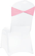 Pack of 100 PCS | Pink | Spandex Chair Sashes Bows Without Buckle | Stretch Elastic Banquet Universal Folding Chair