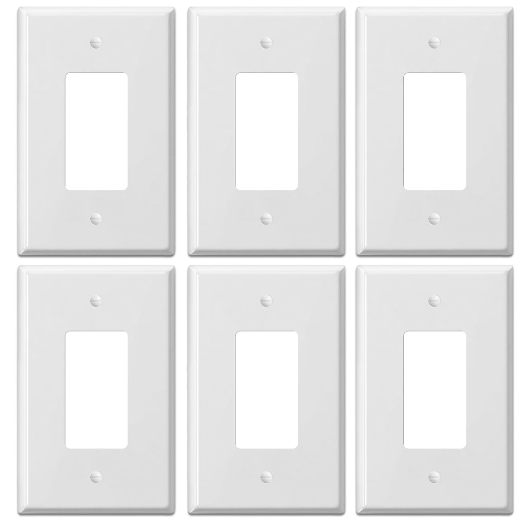 6 Pack Jumbo Decorator Wall Plate Covers 1-Gang Oversize Outlet Cover Plate