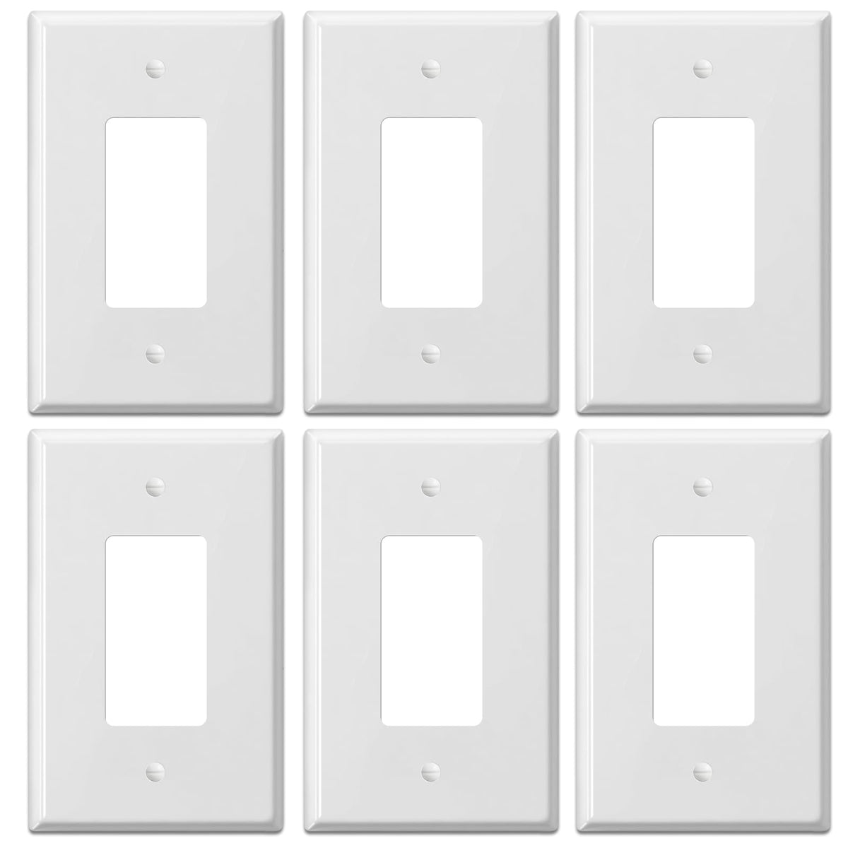 6 Pack Jumbo Decorator Wall Plate Covers 1-Gang Oversize Outlet Cover Plate