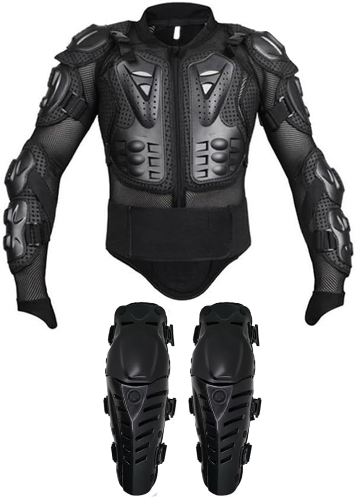 Adult Motorcycle Protective Jacket and Knee Pads, Motorcycle Accessories, Back Spine Chest Protector, Full Body Chest