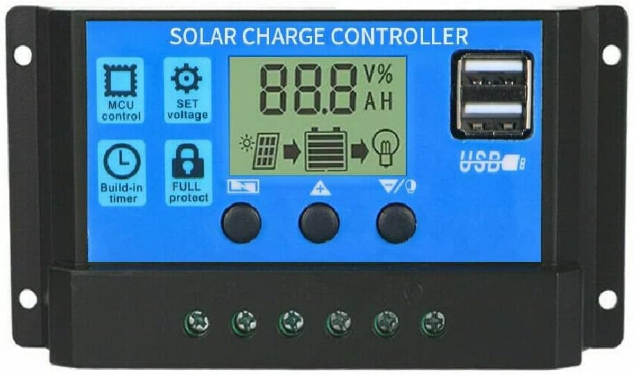 100A Solar Charge Controller 12V/24V: Solar Panel Regulator with Adjustable LCD Display Dual USB Port Timer Setting