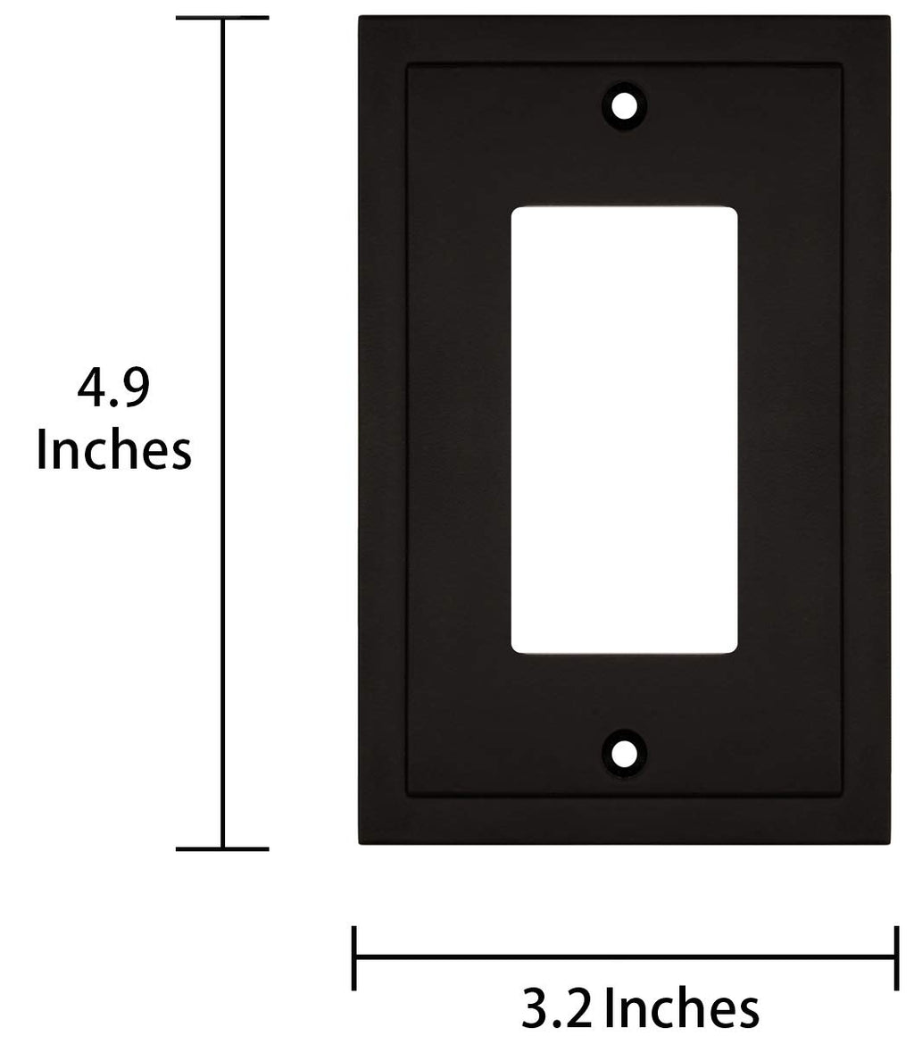 Modern Edge Decorative Wall Plate Switch Plate Outlet Cover, Durable Solid Zinc Alloy (Single Decorator 2PK, Matte Black)