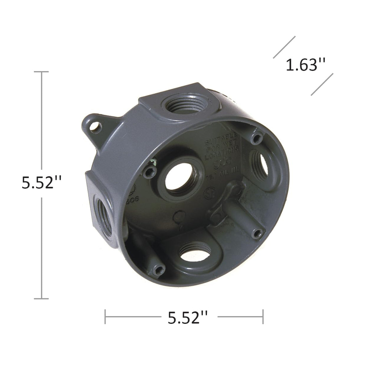 BELL 5361-0 Round Weatherproof Box, Five 1/2 in. Threaded Outlets, Gray