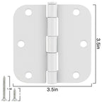 3 1/2" Matte White Door Hinges 3.5" 5/8" Radius Rounded 18 Pack