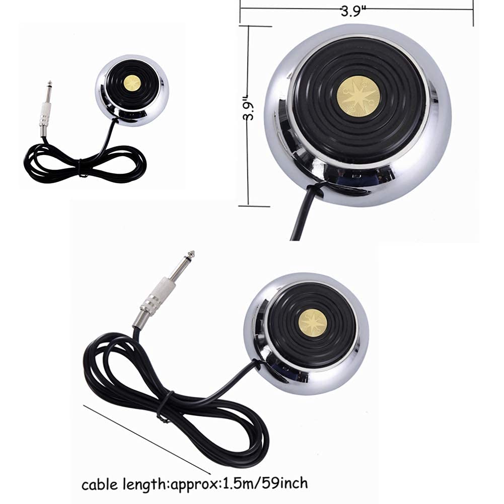Tattoo Foot Pedal,Round Stainless Steel Tatto Foot Pedal Gem Style 360 Degree Switch With 5” ft Clip Cord for Tattoo