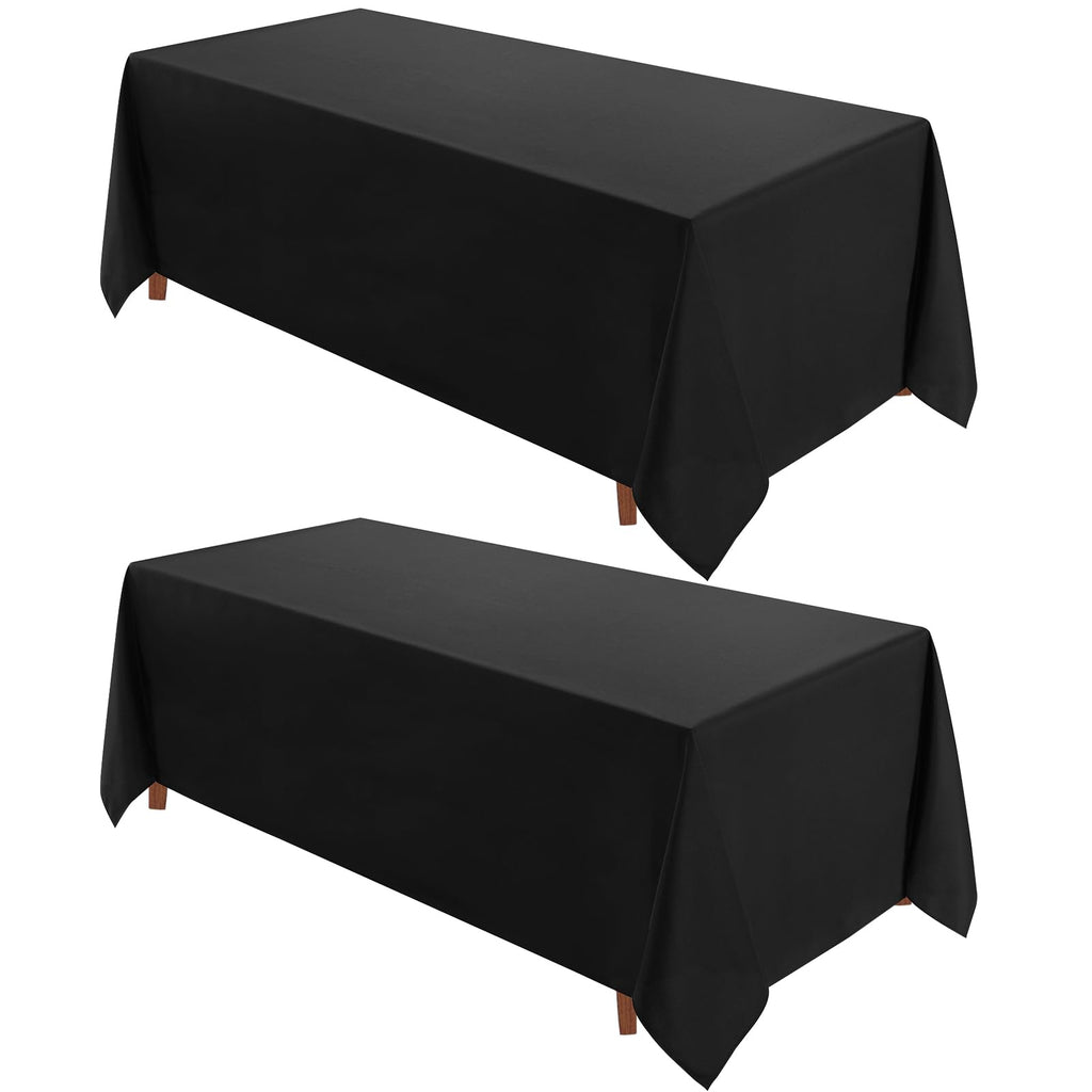 Classic Series 2 Pack 90 * 156inch Black Rectangle Tablecloth