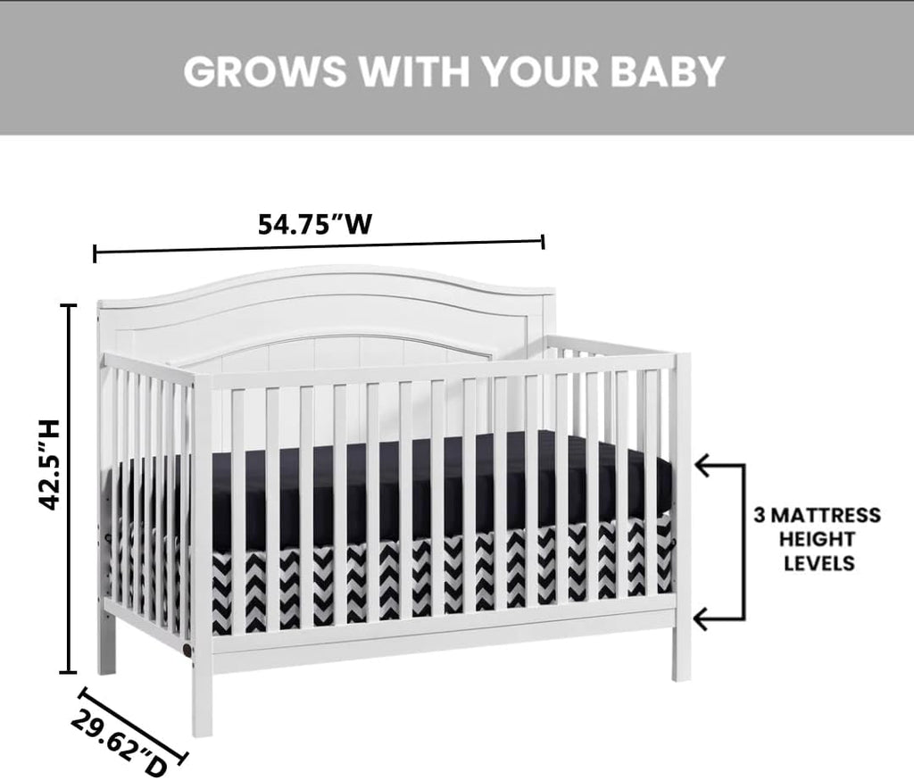 North Bay 4-in-1 Convertible Crib, Snow White, GreenGuard Gold Certified