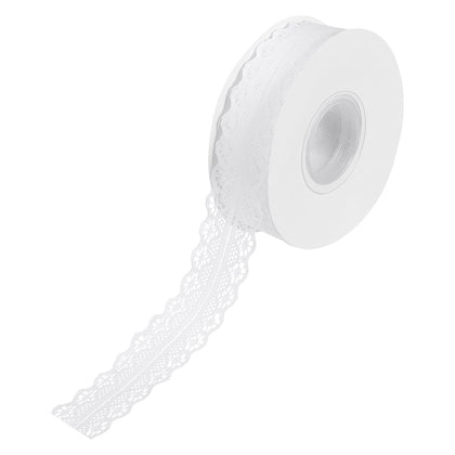 1.2 Inch Wide 15 Yard Lace Ribbon Floral Pattern White