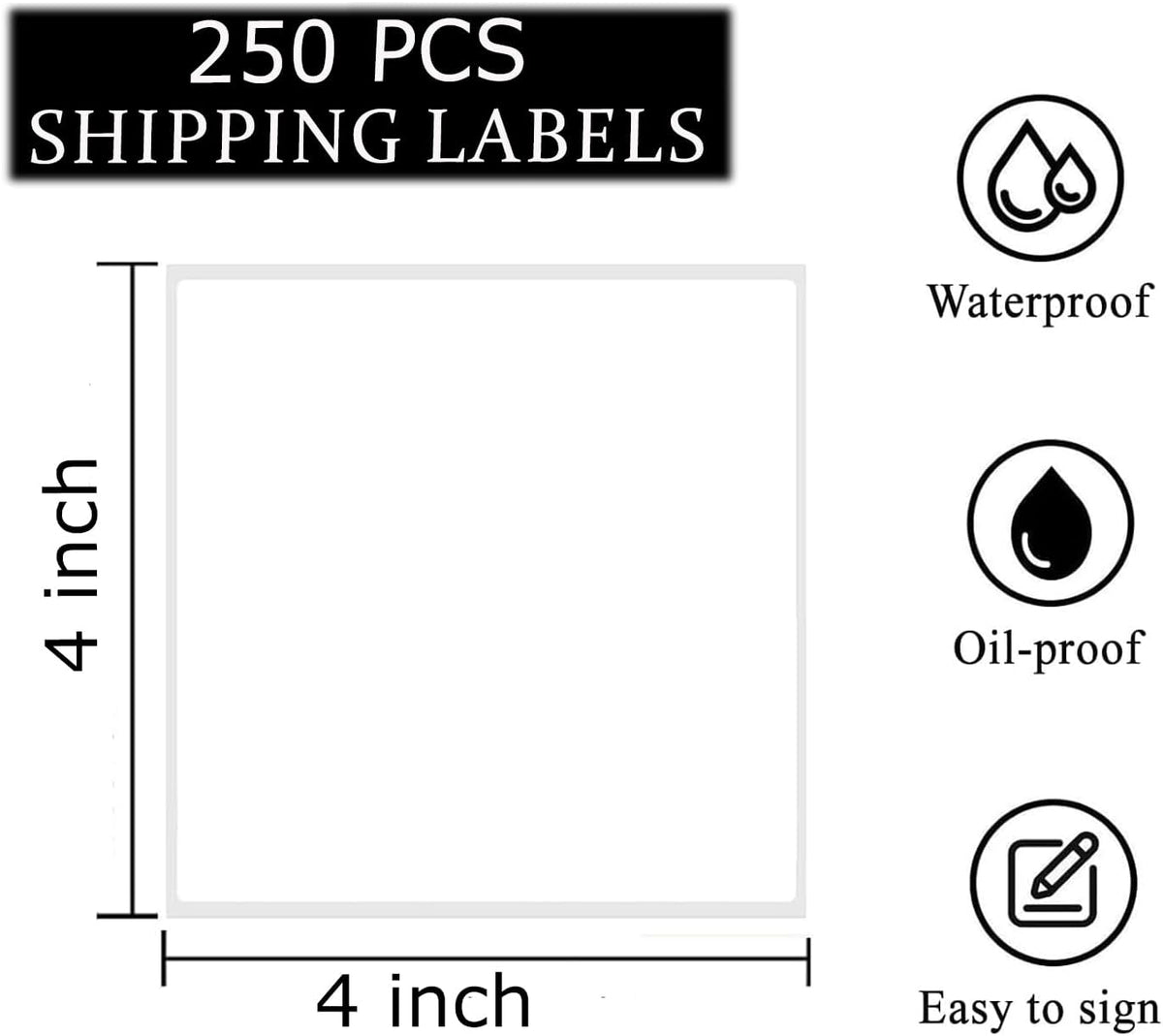 4" x 4" Thermal Labels Printable Shipping Label Stickers with Strong Adhesive, Large White Sticker Square Labels for