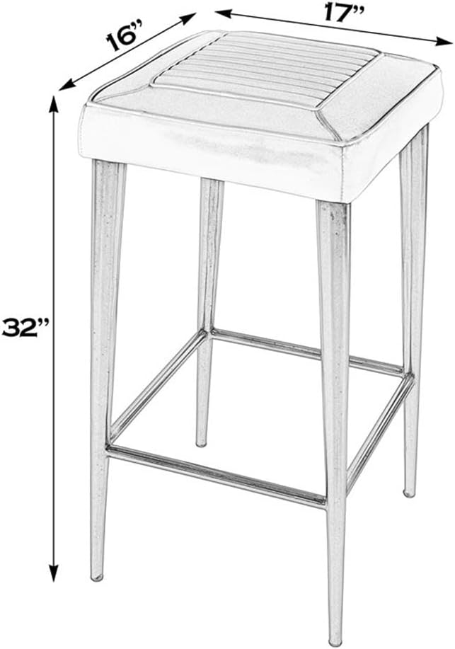 Set of 3 32" H Leather and Metal Square Backless Bar Stools -Black