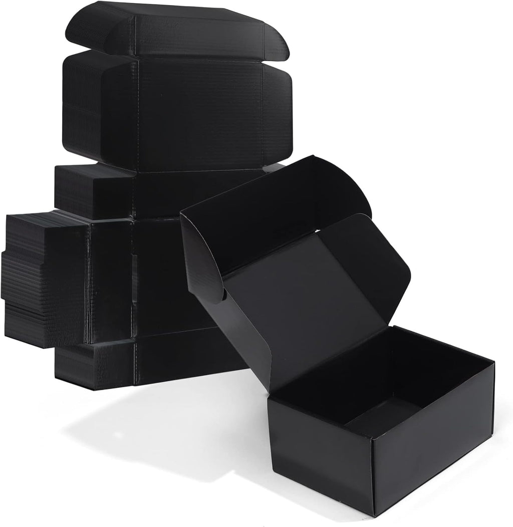 9x6x4 Black Small Shipping Boxes, 20 Packs Corrugated Cardboard Mailer Boxes for Packaging Small Business Mailing