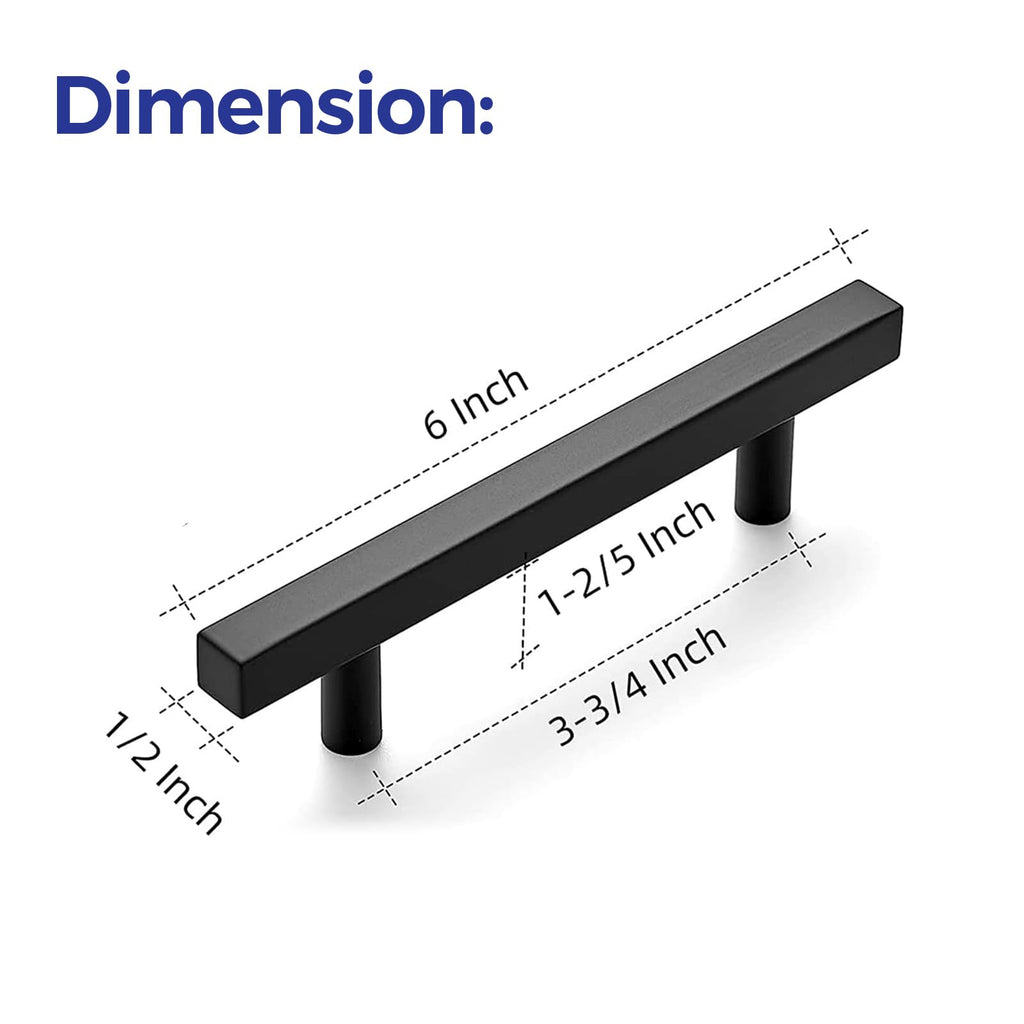 Matte Black Cabinet Hardware Square Pulls, 3.75 Inch, 30 Pack