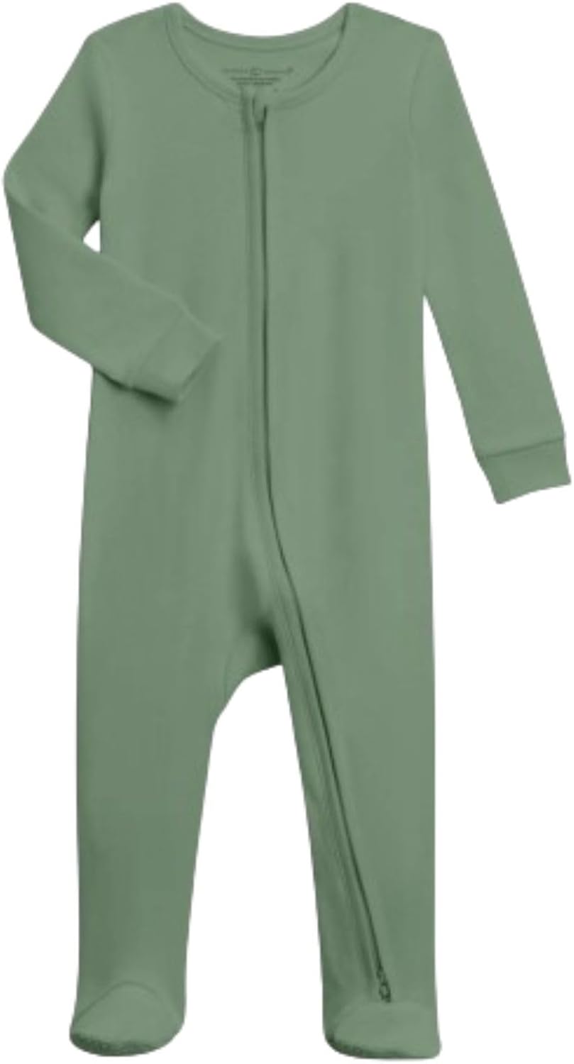 Baby Zip-Up Footed Sleeper with 2-Way Zipper - Organic Cotton Pajamas