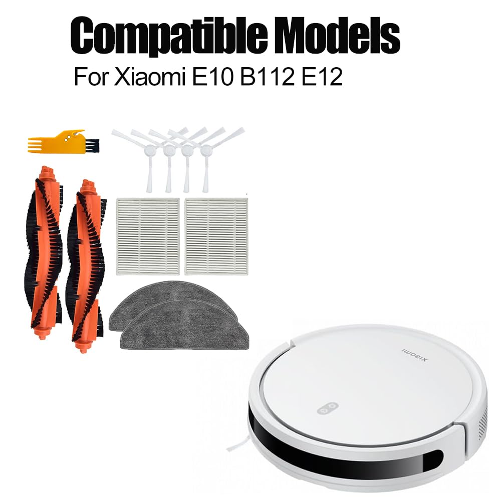 Main Brush Filter Side Brush Replacement Set for Xiaomi E10 B112 E12 Vacuum Cleaner Spare Part Accessories Kit (11 Pcs)