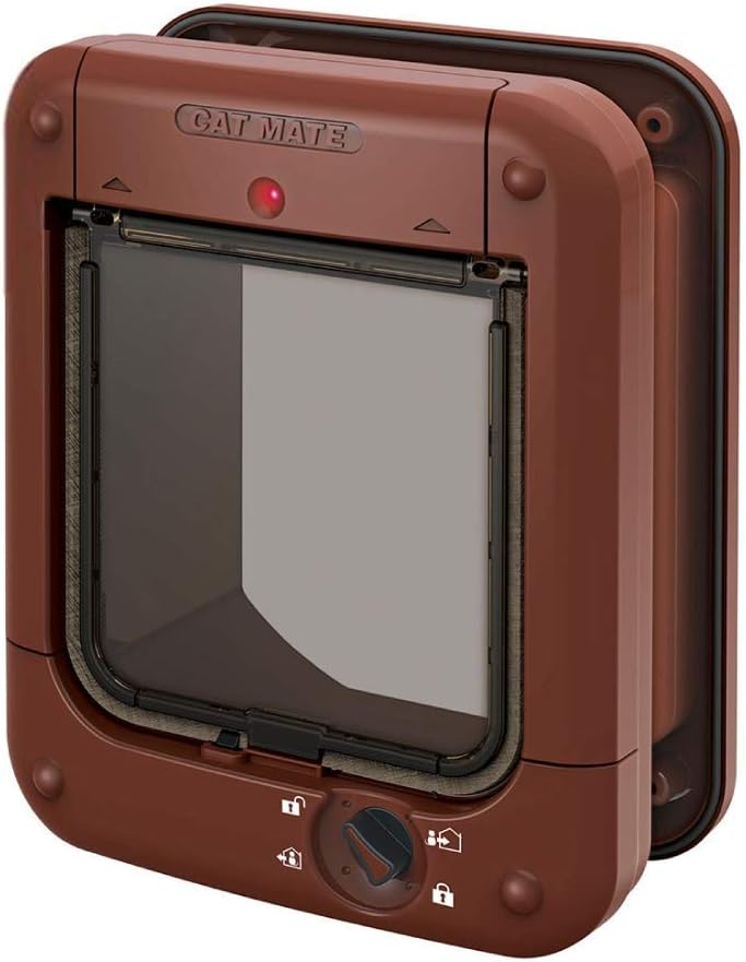 Microchip activated Cat Flap | for up to 30 Cats, Brown
