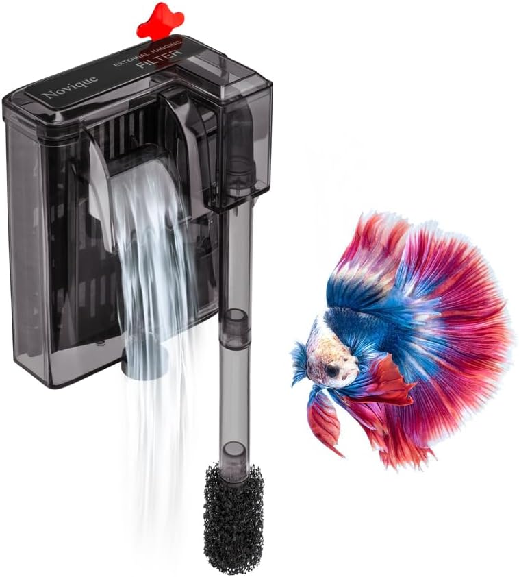 HOB Slim Aquarium Filter for Up to 5 Gallon Tank Ultra-Quiet Fish Tank Power Filter Flow Adjustable Suitable for