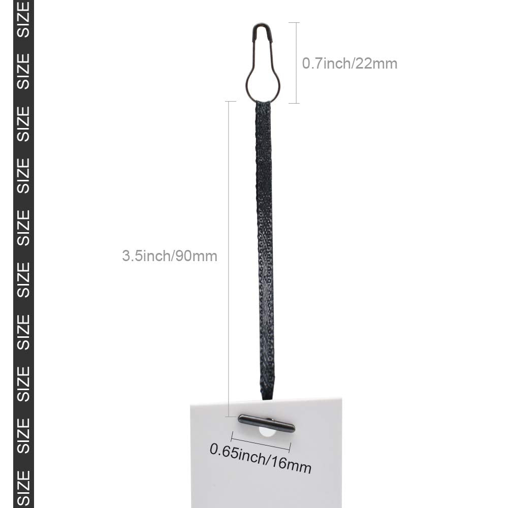 4.5" 500Pcs Hang Tag Fasteners Silks and Satin Strings Safety Pin and Barb Easy and Fast to Attach (Black)